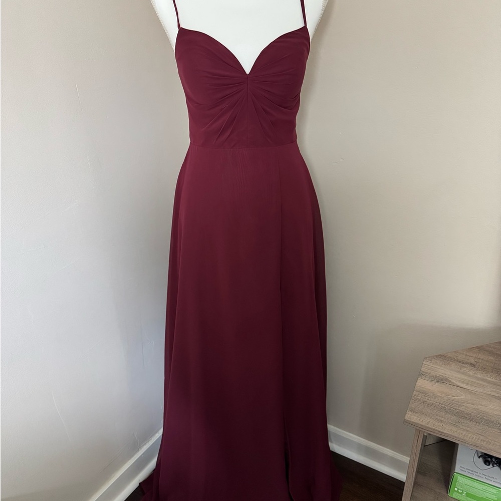 AZAZIE Elegant Burgundy Spaghetti Strap Dress